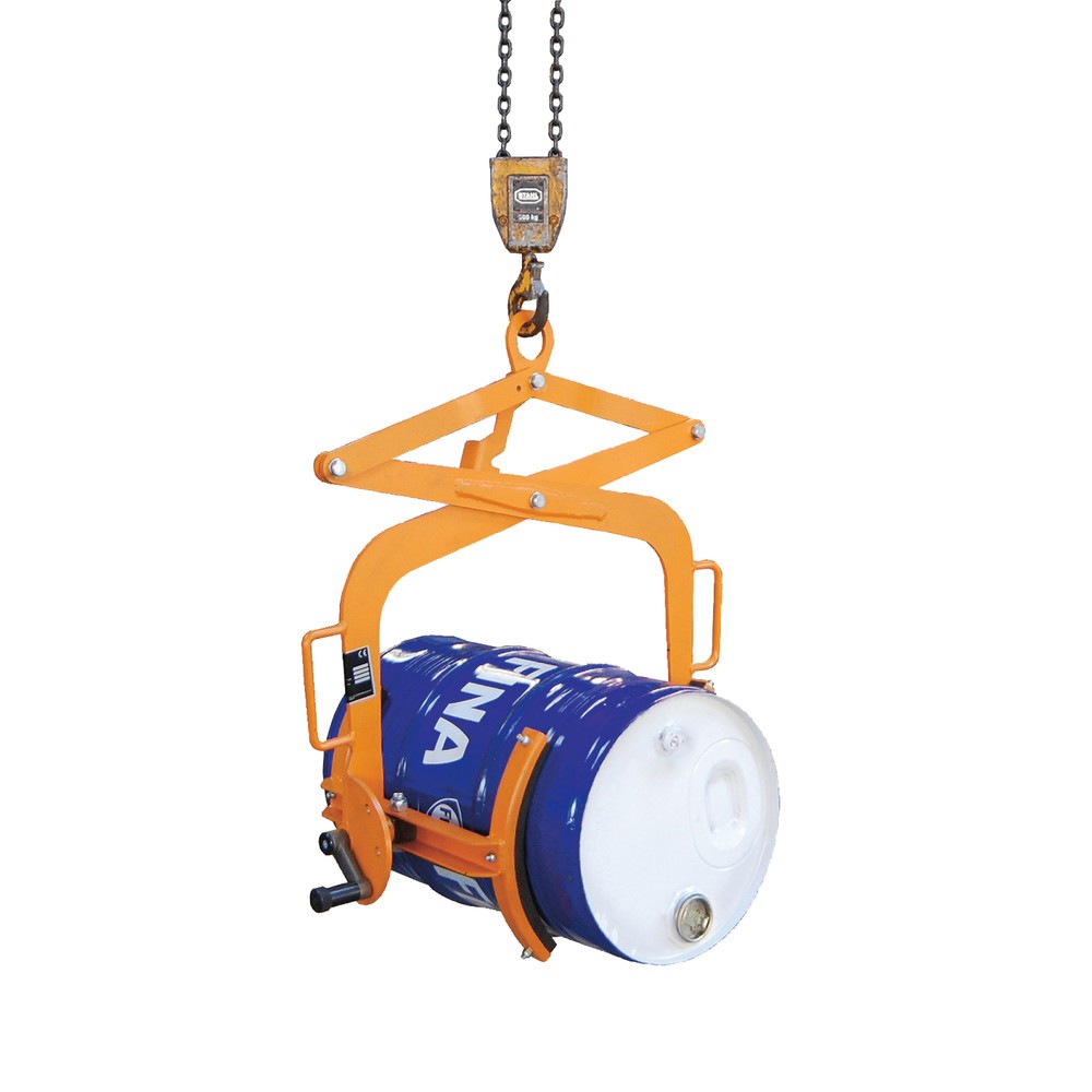 Bauer® Otočné kliešte na oceľové sudy 60 l, nosnosť 100 kg, RAL 2000 žlto-oranžová