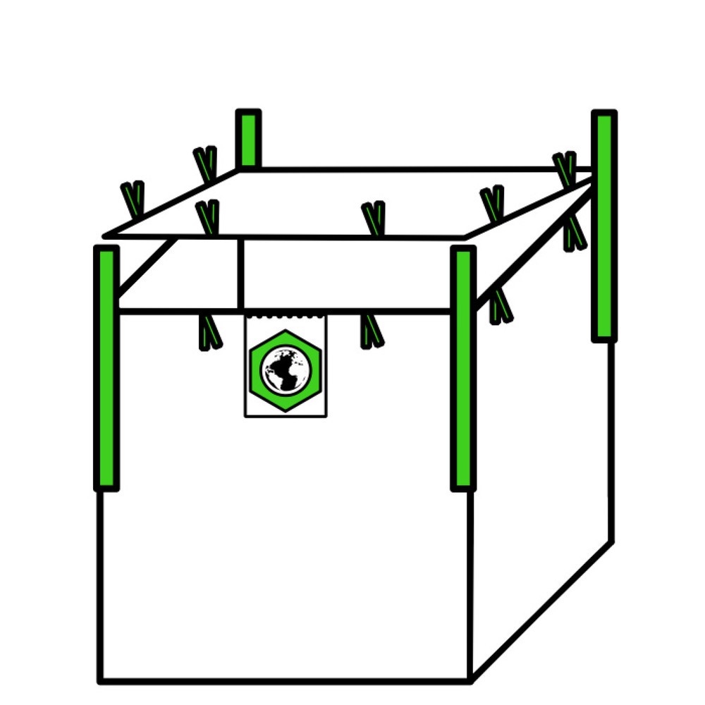 Prepravné vrece Big Bag, 4 zdvíhacie slučky, záklopné veko, bez povrchovej úpravy, nosnosť 1 250 kg, potlač na 4 strane, 300 ks/balenie