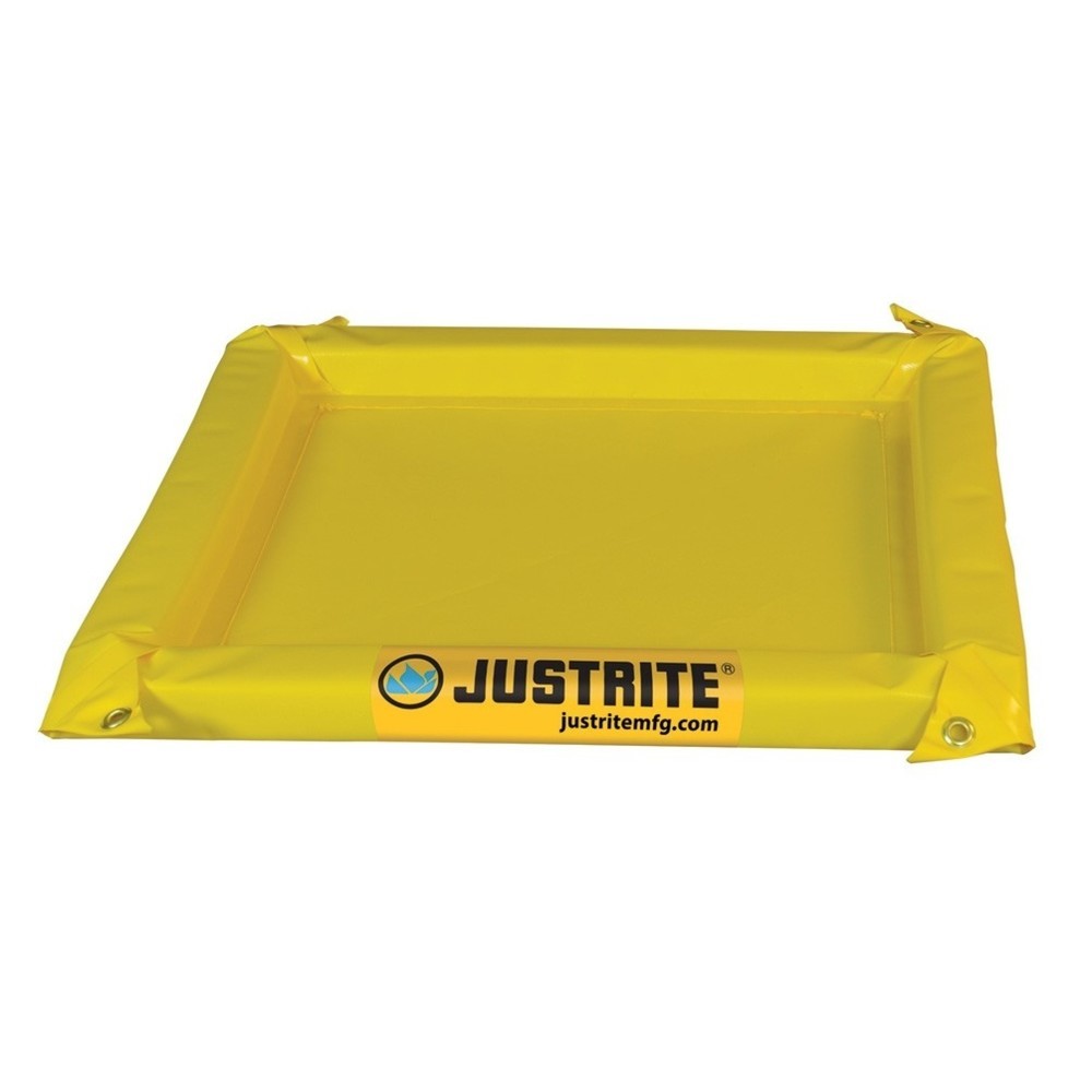 Justrite PVC skladací podnos, výška steny 50 mm, vnútorné rozmery 0,6 x 0,6 m, kapacita 19 litrov