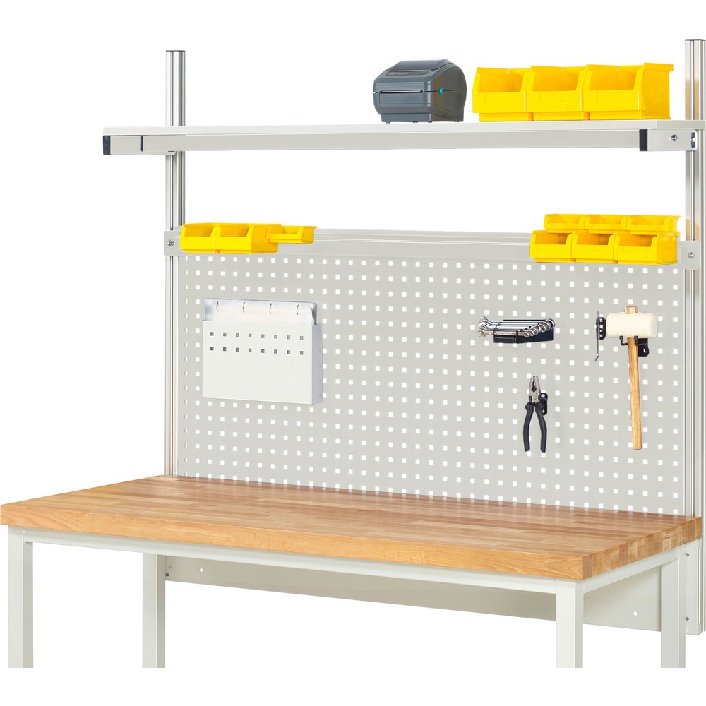 Nadstavba systému RAU, v × š × h 1 130 × 1 500 × 350 mm, s 1 policovou doskou s povrchom z melamínovej živice a 1 prídržnou lištou, kompletná súprava 01 pre výrobok šírky 1 500 mm