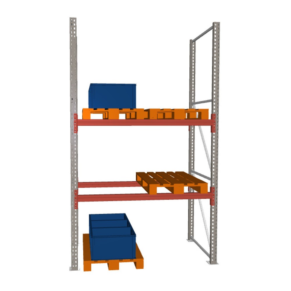 Paletový regál META MULTIPAL, základné pole, zaťaženie police 2 210 kg, v × š × h 3 300 × 1 825 × 1 100 mm