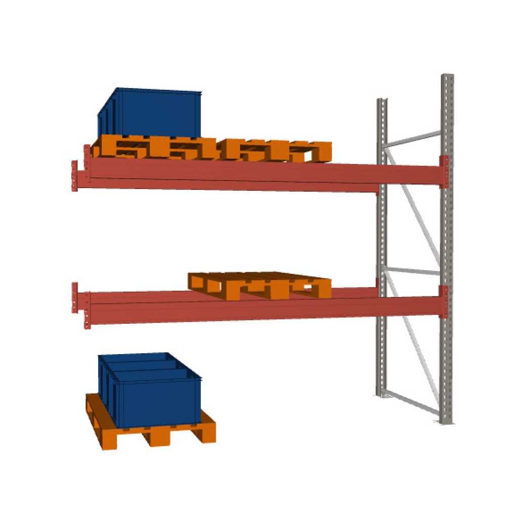 Paletový regál META MULTIPAL, nadstavbové pole, zaťaženie police 3 750 kg, 9 paletových miest, výška 2,7 m