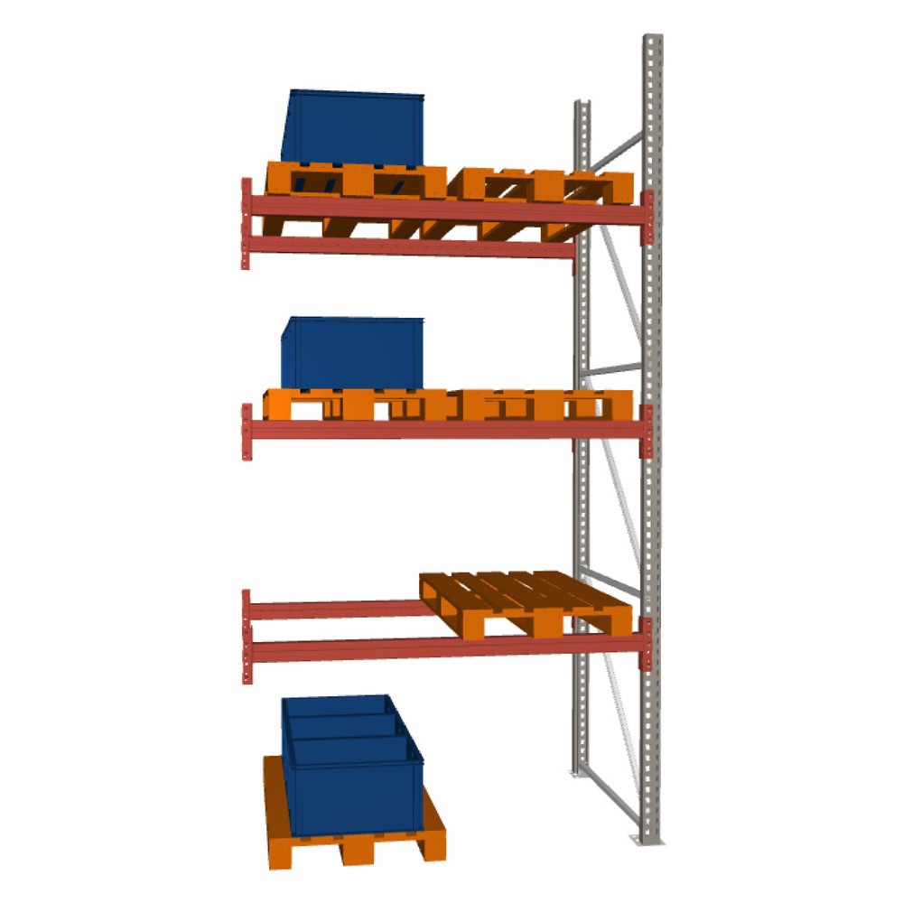 Paletový regál META MULTIPAL, nadstavbové pole, zaťaženie police 2 000 kg, 8 paletových miest, výška 3,8 m