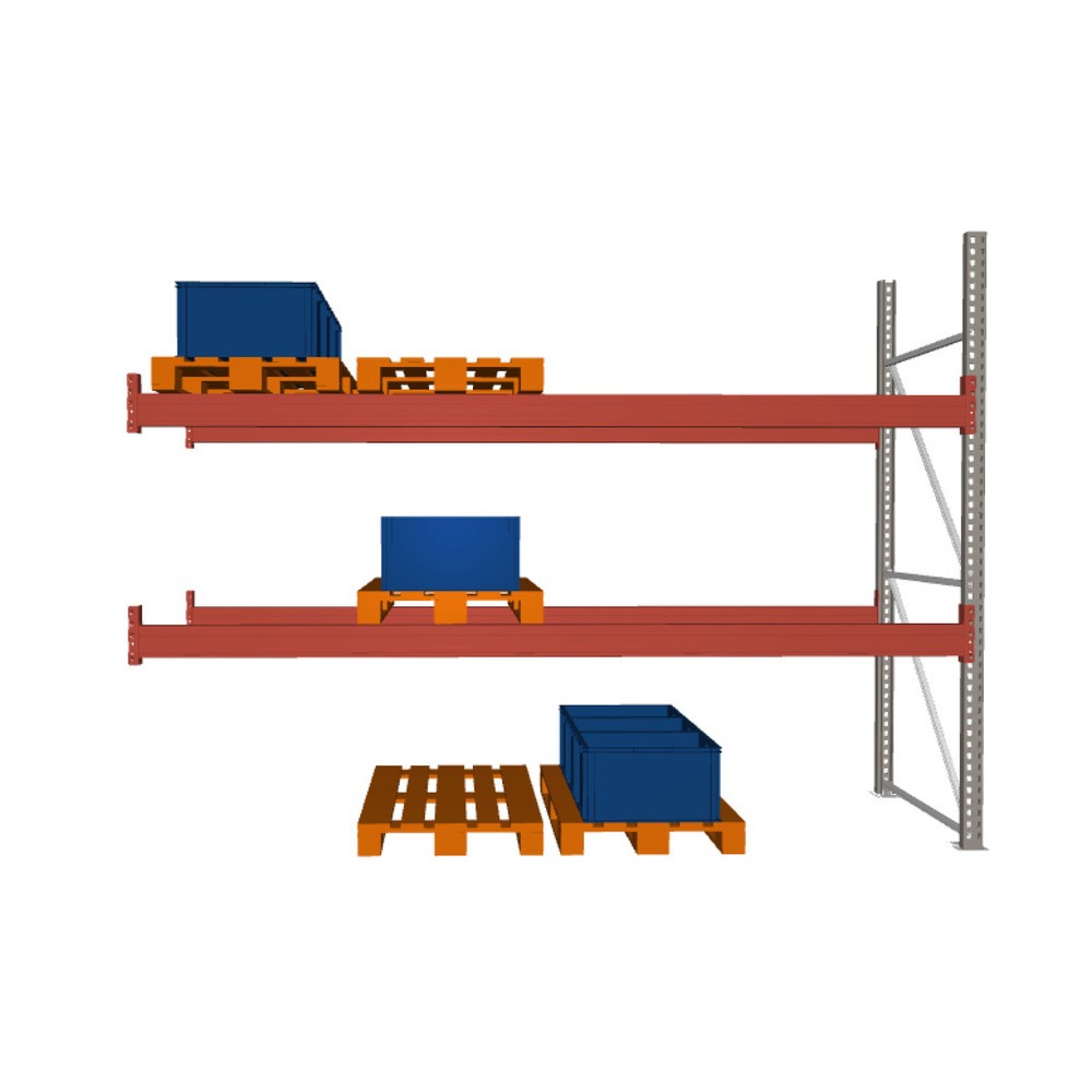 Paletový regál META MULTIPAL, nadstavbové pole, zaťaženie police 3 960 kg, 12 paletových miest, výška 2,7 m