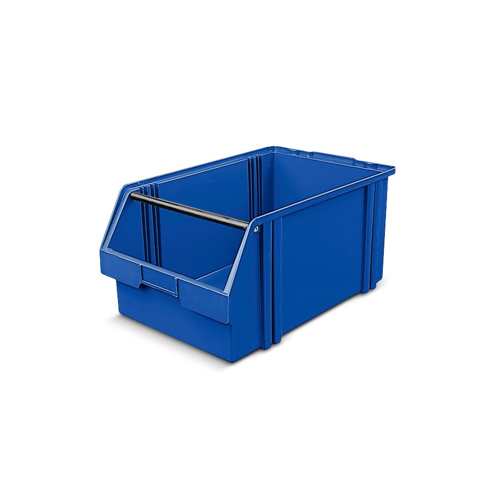 Priehľadný skladovací box z polystyrolu, v × š × h 230 × 300 × 500 mm, modrý