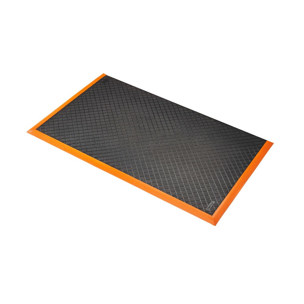 Protiúnavová rohož NoTrax Safety Stance Solid™, š × h 660 × 1 020 mm, čierno-oranžová